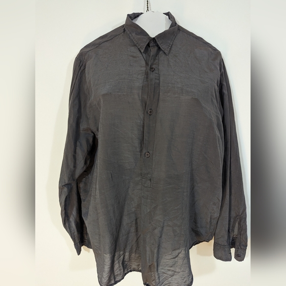 GP Shades 30% Silk half button Blouse s: M - Picture 2 of 12